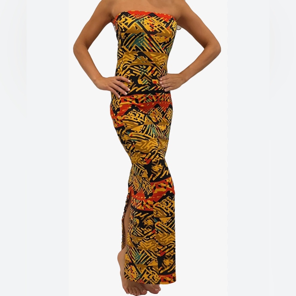 EUC Absolutely Love It Tribal Strapless Maxi Bodycon Dress, S